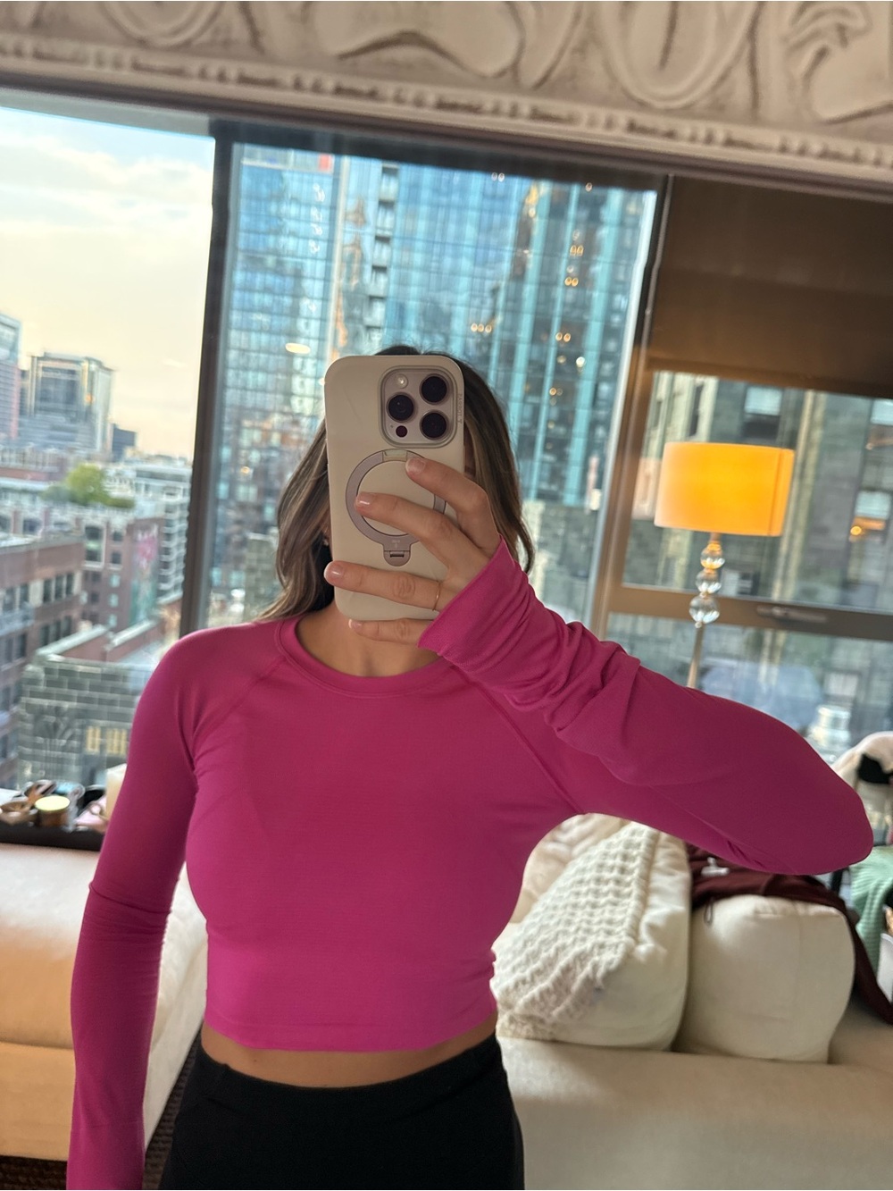 lululemon athletica Fitted Long-Sleeve Crop Top - Hot Pink